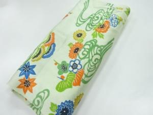 アンティーク　草花模様着物洗い張り